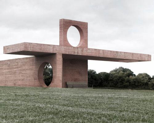 respite pavilion by graeme massie comprises three rectangular concrete planes