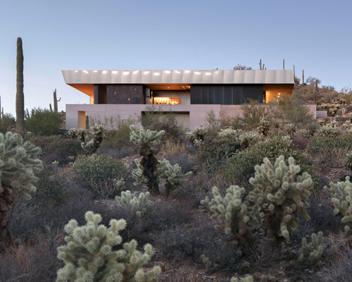 wendell burnette architects' arizona desert house expands between a plinth and a canopy