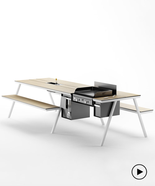 iratzoki & lizaso designs piknik, a multifunctional picnic table featuring plancha grill