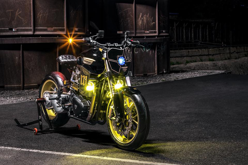 mandrill garage propels custom triumph T100 motorcycle into the future