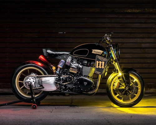 mandrill garage propels custom triumph T100 motorcycle into the future