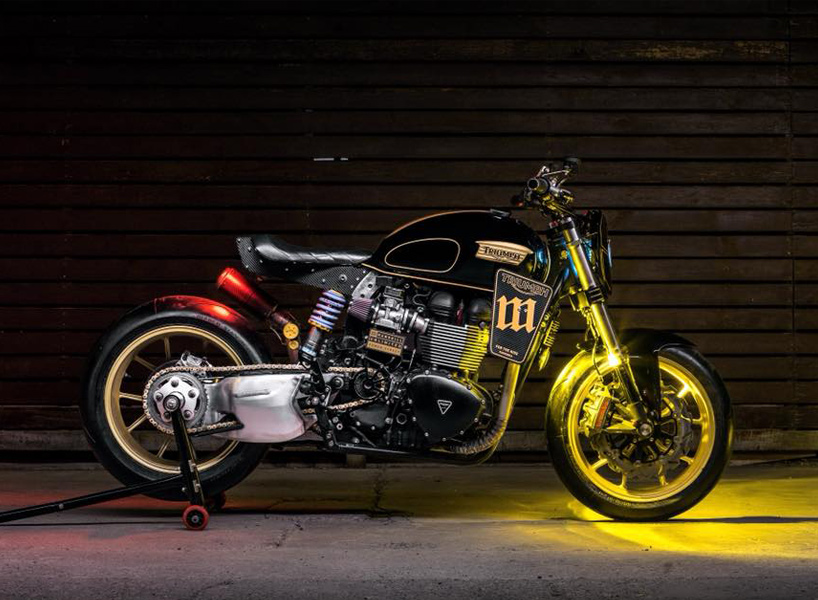 mandrill garage propels custom triumph T100 motorcycle into the future