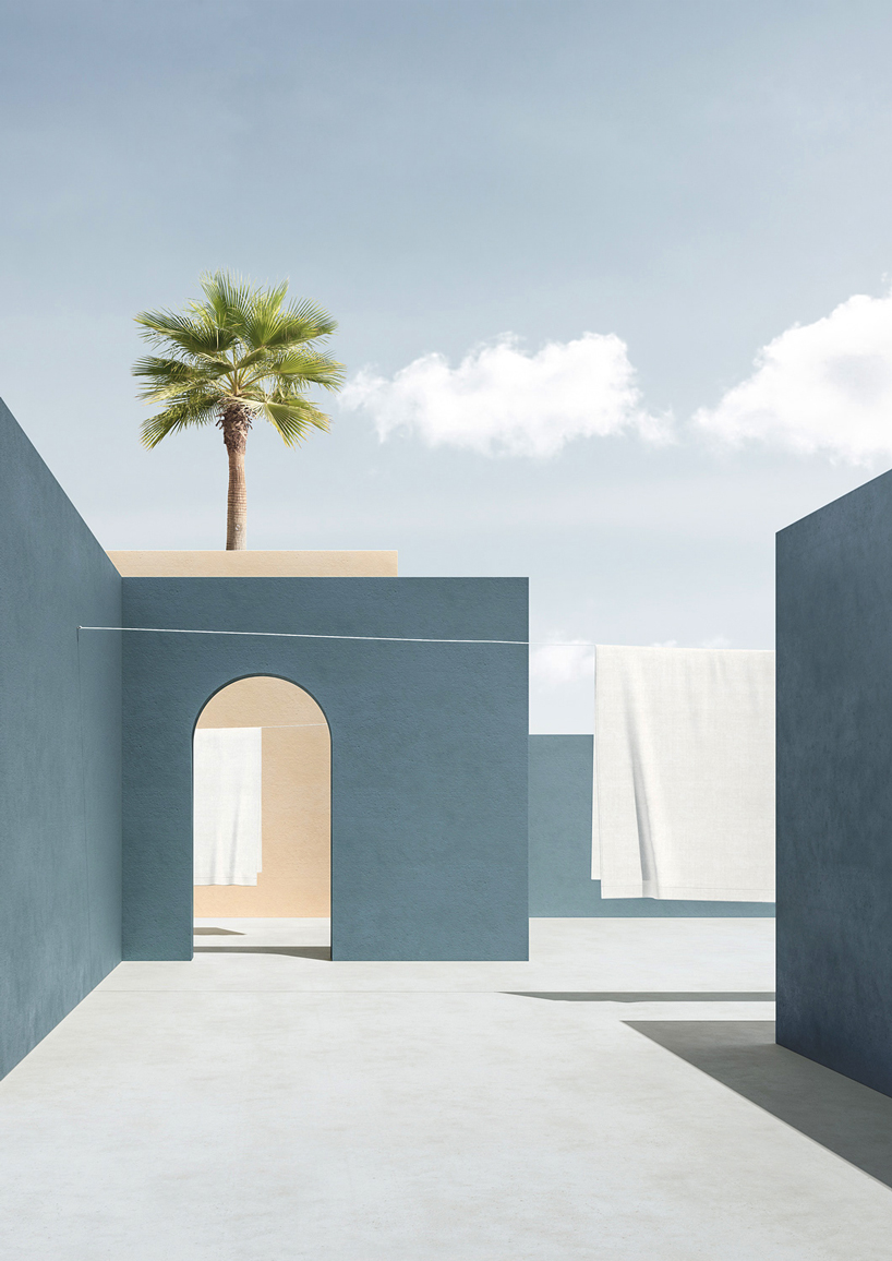 massimo colonna renders perfectly surreal open-air architecture in latest digital series