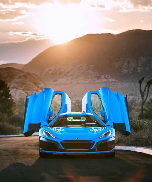 rimac C_two california edition's blue paint signifies its electricity