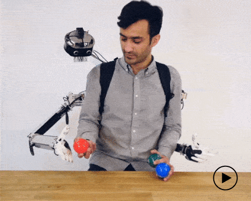 the power of robotic arms gives this guy multiple VR-controlled limbs to work with