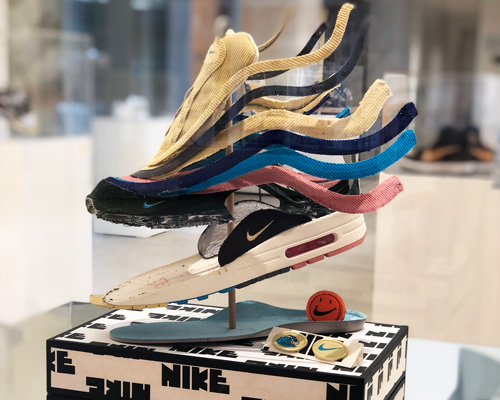 deconstructed sneakers exhibition in seoul displays exploded NIKEs and custom-painted vans