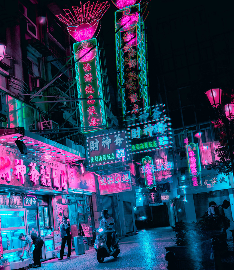 steve roe's vaporwave aesthetic captures a cyberpunk urbanism