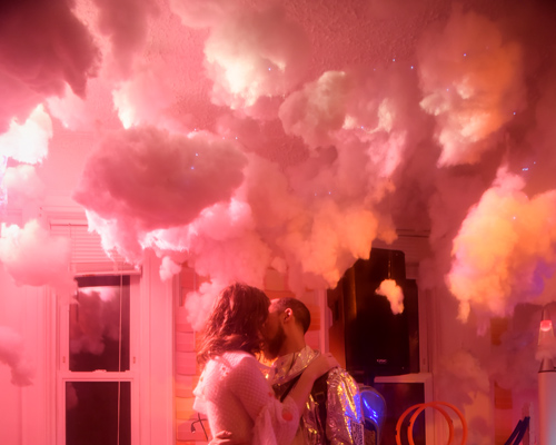 artist-lovers turn their new york apartment into an astronomical wedding universe