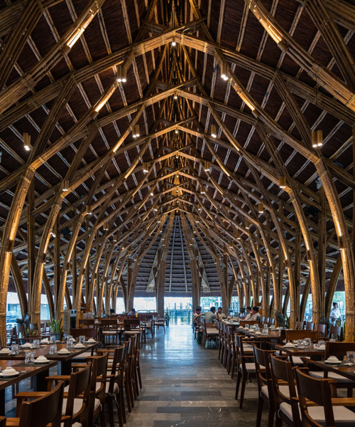 prefabricated bamboo components comprise this restaurant in vietnam