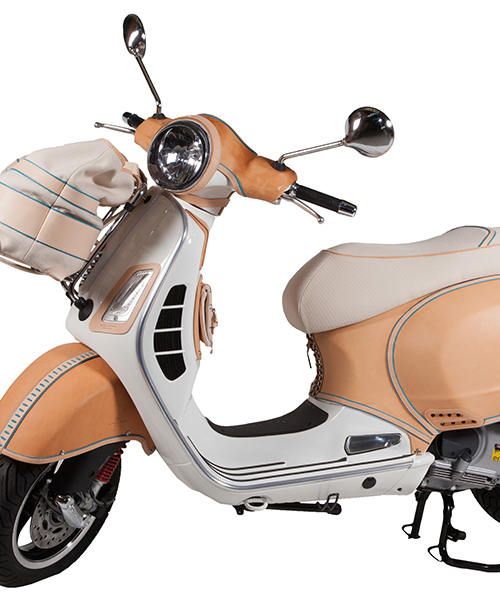 bottega conticelli unveils vespa wrapped in leather at homo faber