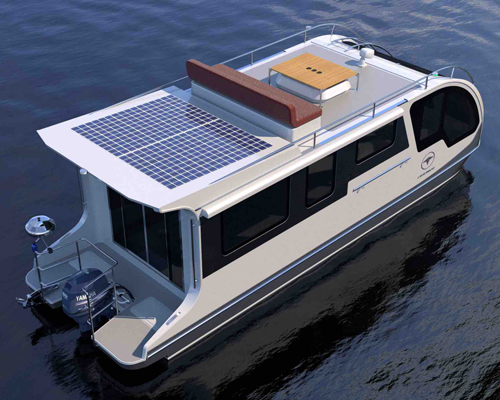 this houseboat doubles up as a caravan so you can holiday on both land and water