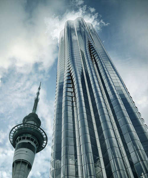 this tower in auckland steams like a volcano, by elenberg fraser