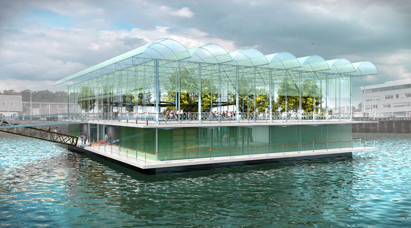 world's first floating farm houses cows in hurricane-resilient structure
