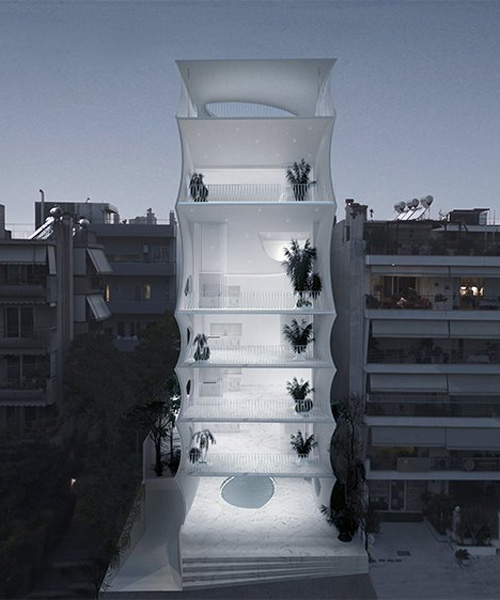 314 architecture studio sculpts lightweight residential tower on the south coast of athens