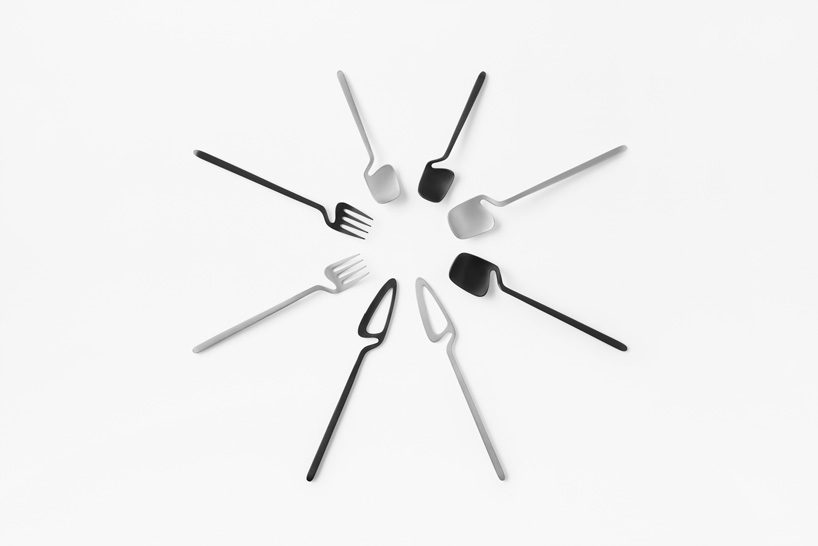 nendo's skeleton collection features cutlery you can hook onto walls and cups