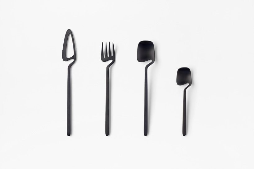 nendo's skeleton collection features cutlery you can hook onto walls and cups