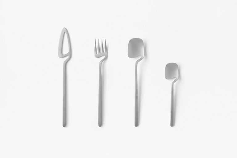 nendo skeleton collection features cutlery you can hook onto cups