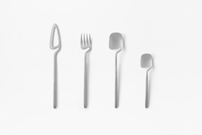 nendo's skeleton collection features cutlery you can hook onto walls and cups