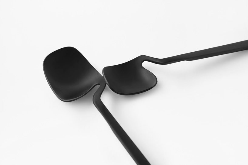 nendo's skeleton collection features cutlery you can hook onto walls and cups