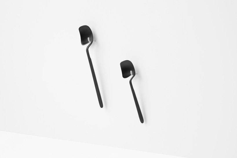 nendo skeleton collection features cutlery you can hook onto walls and cups