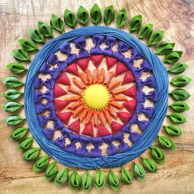 feast your eyes: plant-dyed pasta art and macaroni mandalas