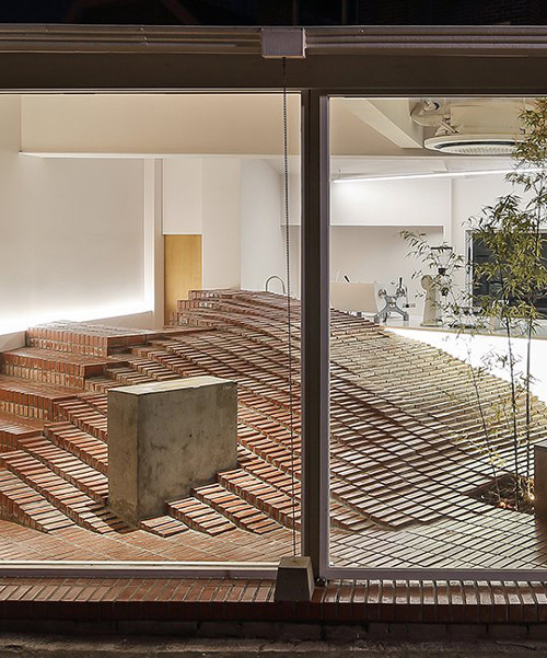 studio maoom replaces standard seating with a 7,000-brick hill in seoul's coffee nap roasters