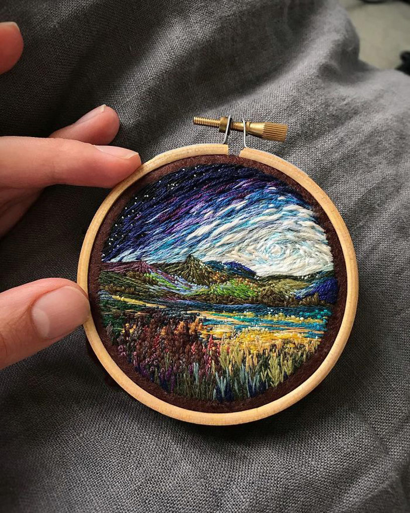 Artist Stitches Embroidery Designs That Look Like Colorful Landscape Art