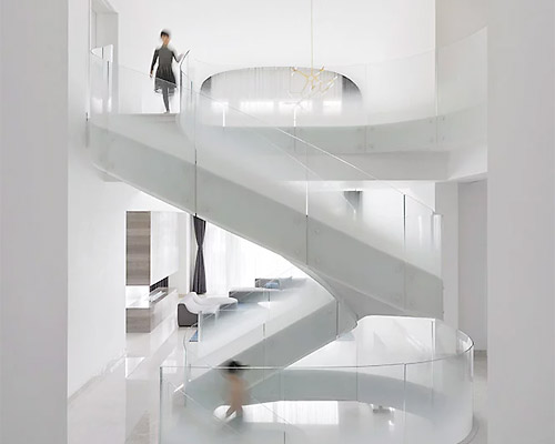 kos + zerebecky design a cloud-like staircase for this villa in shanghai