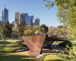 origami-inspired MPavilion by carme pinós opens in melbourne