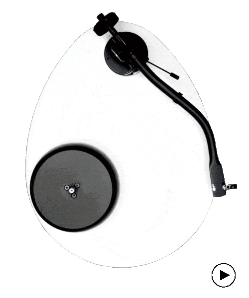 the custom design mini egg-shaped turntable by audio deva