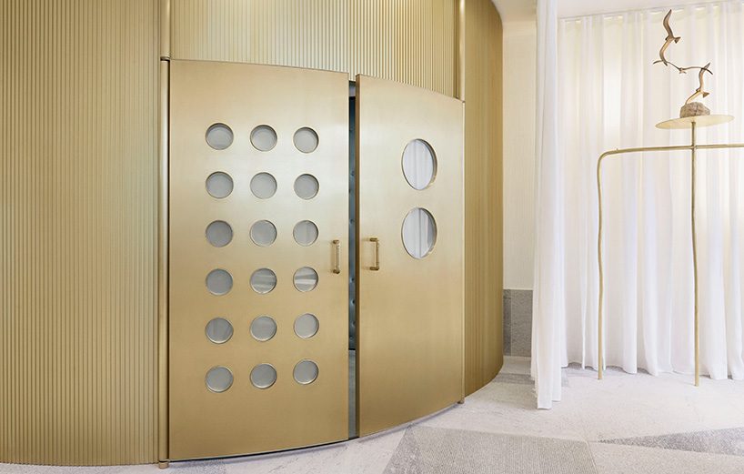 pink onyx, granite and brass take center stage at the forte forte boutique in paris