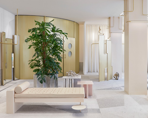 pink onyx, granite and brass take center stage at the forte forte boutique in paris