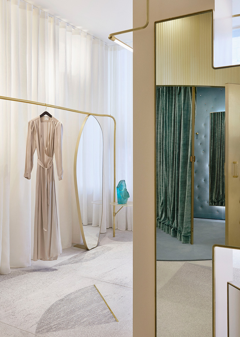 pink onyx, granite and brass take center stage at the forte forte boutique in paris
