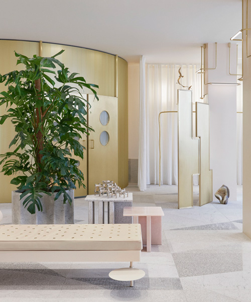 pink onyx, granite and brass take center stage at the forte forte boutique in paris