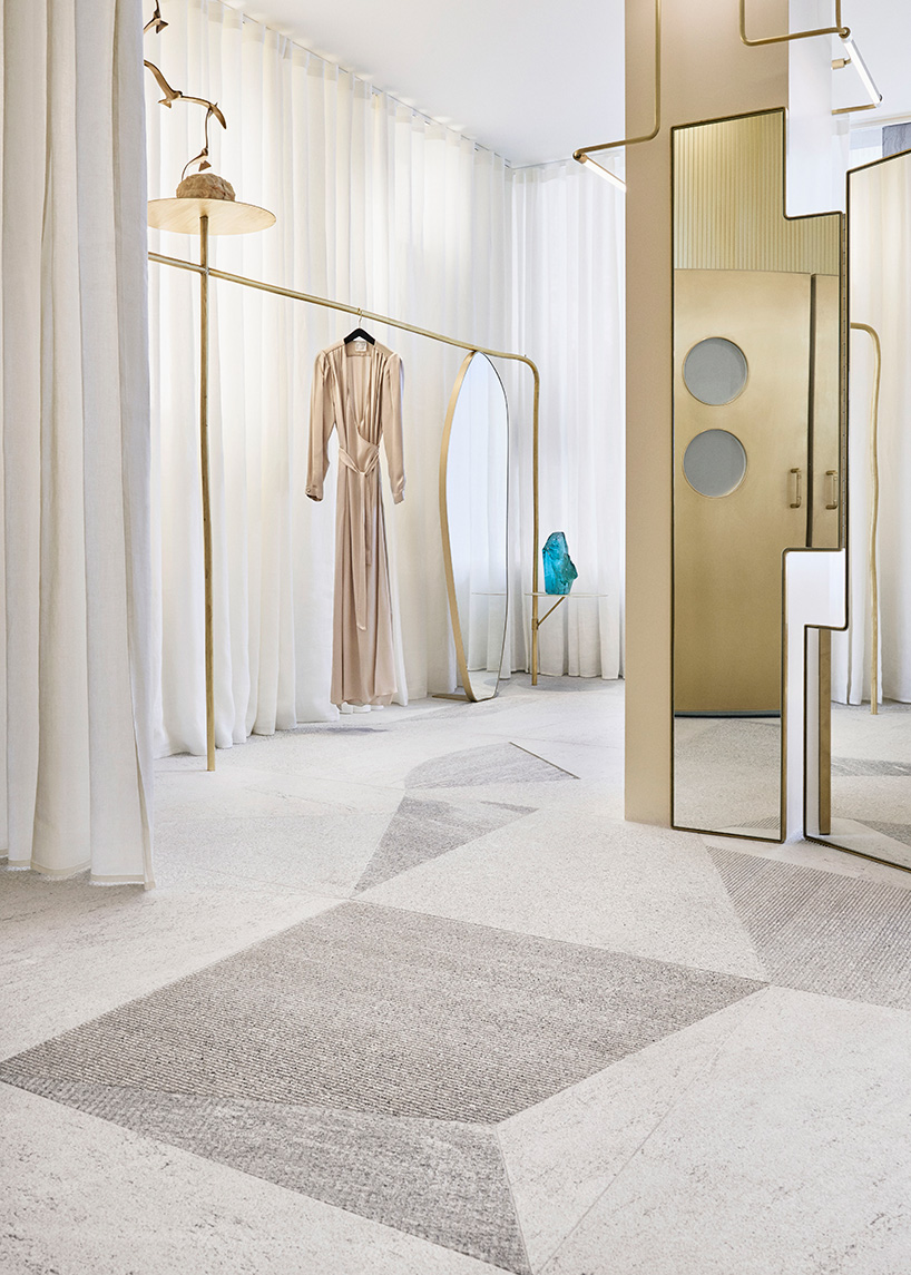 pink onyx, granite and brass take center stage at the forte forte boutique in paris