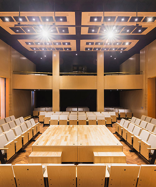 flexible wooden auditorium in argentinian college provides various configurations of the space