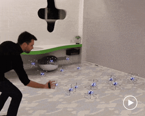 cube-shaped drones serve as floating pixels turning thin air into a screen