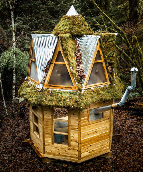 this tiny moss-covered cabin in the woods seems straight out of a storybook