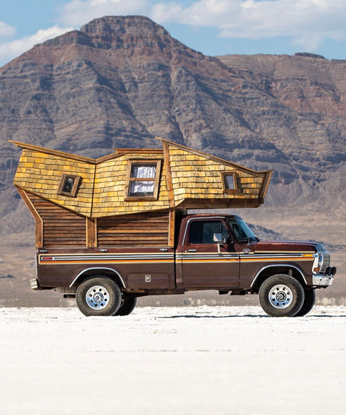 this wanderlust-arousing, tiny truck cabin is built on top of a 1979 pickup
