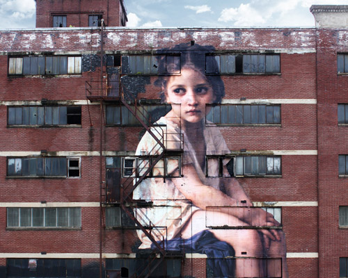 neoclassical girl graces seven-story building in monumental painting by julien de casabianca