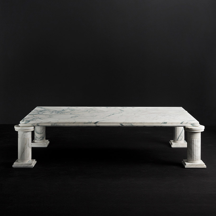 karl lagerfeld introduces marble 'architectures' at carpenters workshop gallery in paris designboom