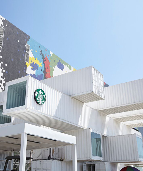 kengo kuma designs shipping container starbucks as coffee giant goes greener