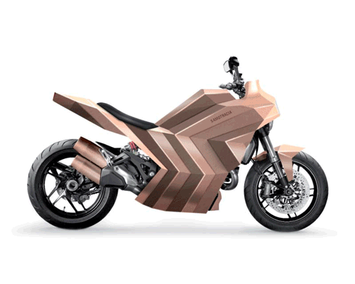 mario trimarchi's copper motorcycle for de castelli will oxidise completely over the next century