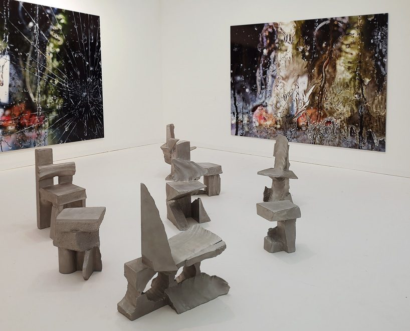 max lamb carves ‘prehistoric' objects from polystyrene then coats them with aluminum paint