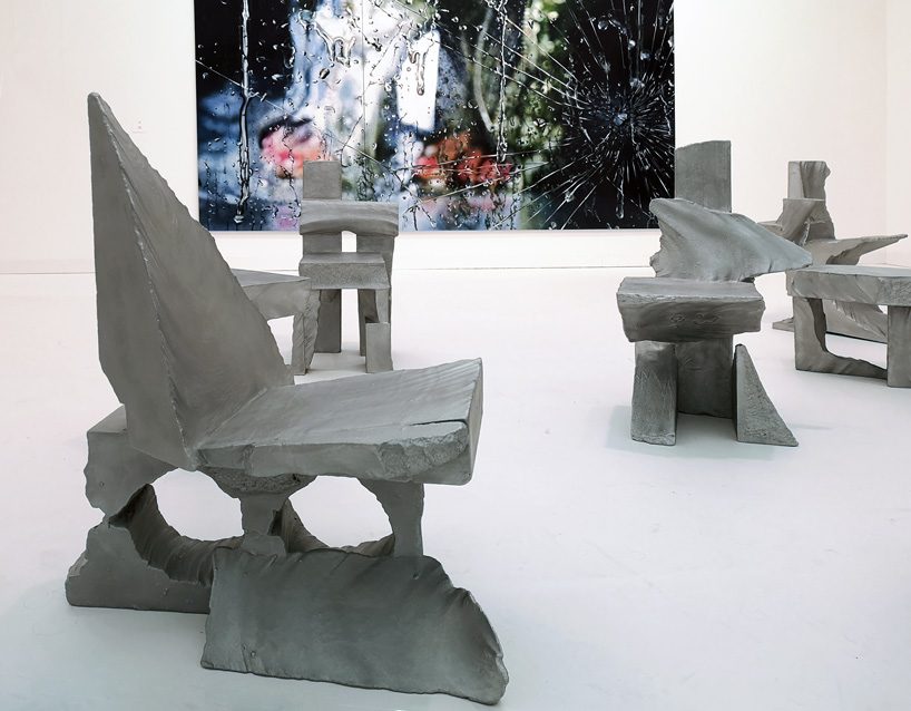 max lamb carves ‘prehistoric' objects from polystyrene then coats them with aluminum paint