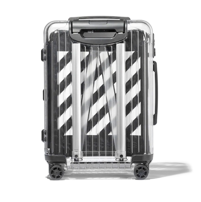 off-white bares your belongings in transparent rimowa luggage