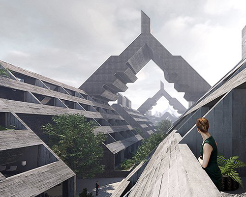 architect imagines paul rudolph's LOMEX proposal for a new york city that could have been