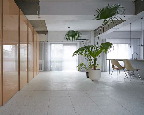 shogo onodera renovates tokyo apartment with reflective closet spanning its entire width