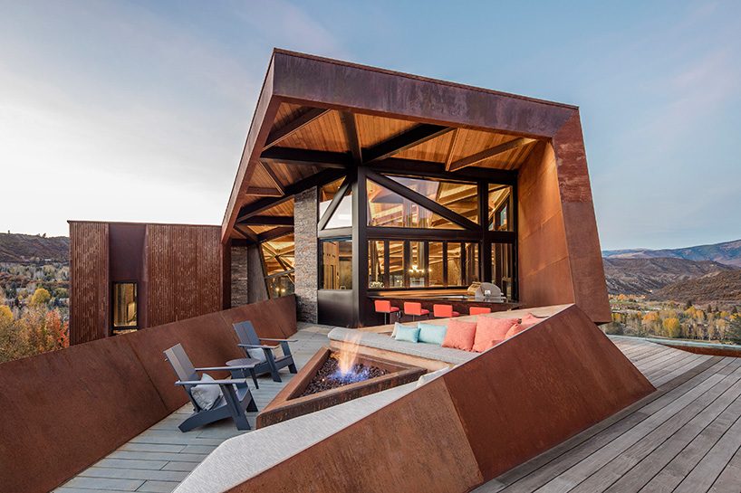 corten steel retreat by skylab architecture frames 360° views of the colorado mountains