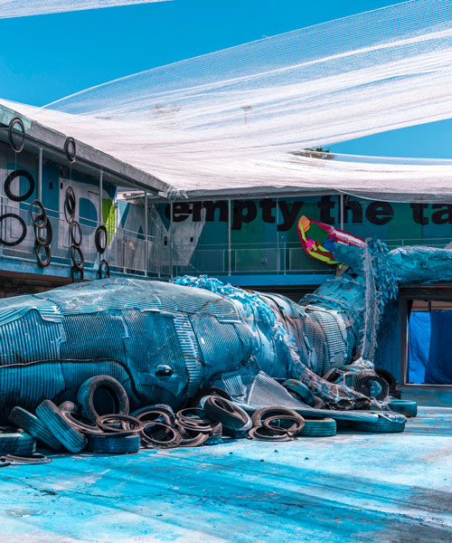 enormous 'trash animals' inhabit an abandoned motel in las vegas